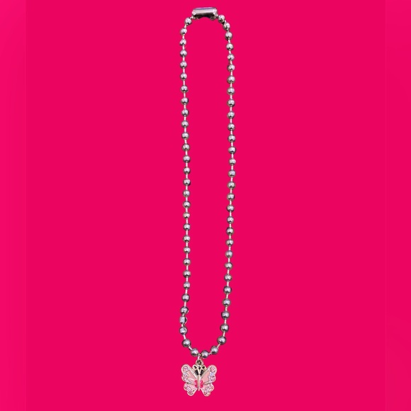 Jewelry - Pink and Silver butterfly necklace